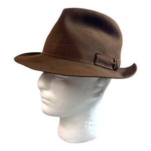 Burberrys Handmade English Brown Fedora Hat 7 1/4  Fine Fur Felt Men Christy's